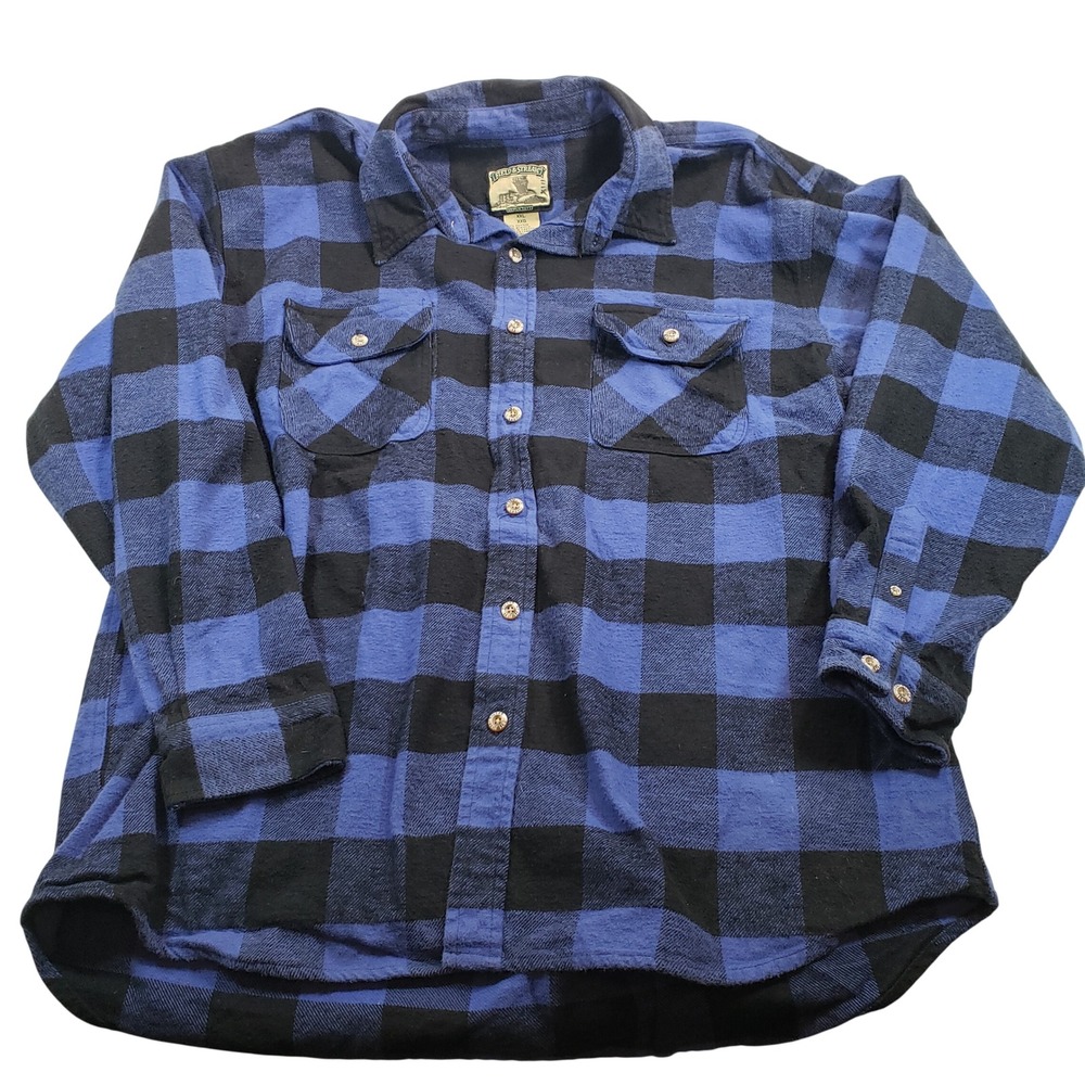 Field & Stream Flannel Shirt Blue Black Buffalo Plaid‎ Long Sleeve Men's XXL